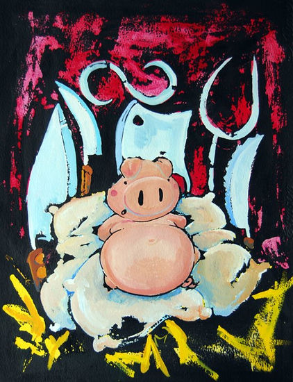 "El asno y el cochino" Oil Canvas Landscaping