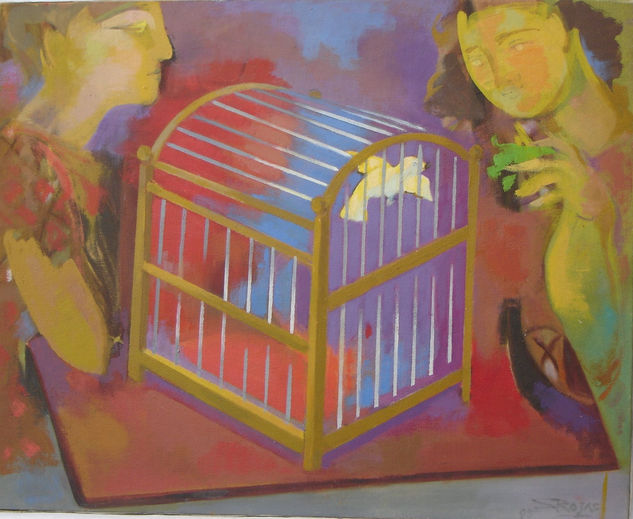 Susana Rojas. 2005 el canario consentido. Óleo. 40 x 50 cm 