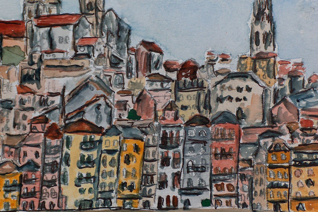 Oporto Acuarela Papel Paisaje