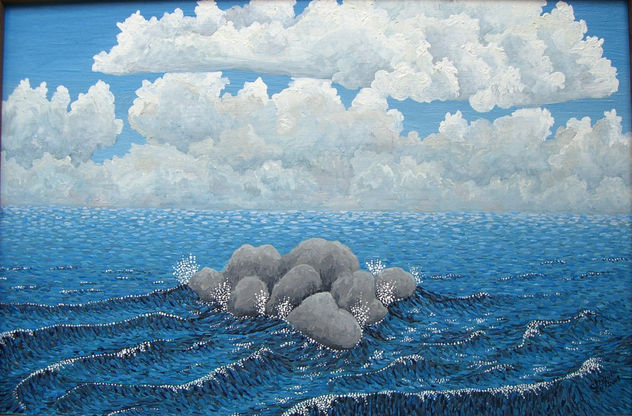 Mar Nubes Y Rocas