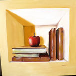 bodegón libros y manzana thumbnail 1