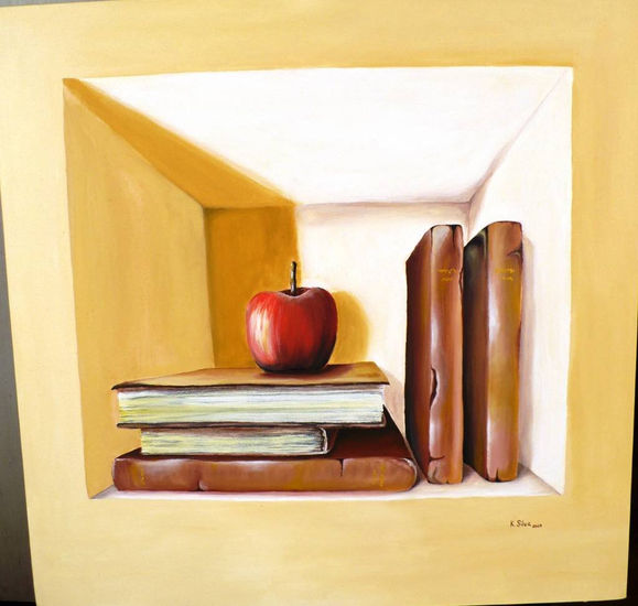 Muro con libros Oil Canvas Still Life Paintings