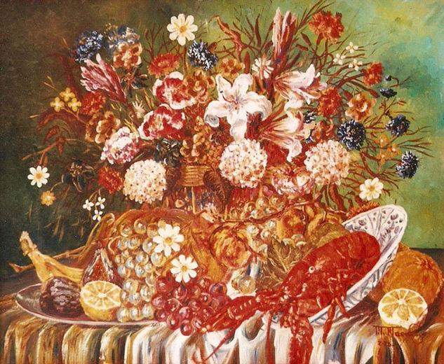 Bodegón con flores Oil Canvas Still Life Paintings