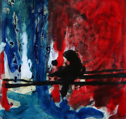 Ave en rojo y azul