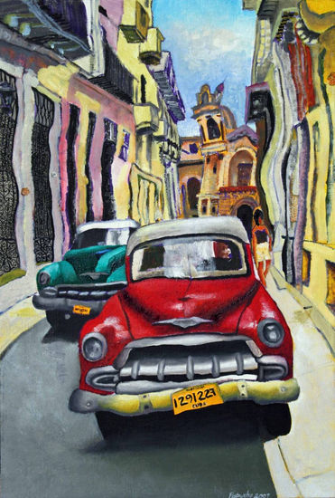 Auto viejo Oil Canvas Landscaping