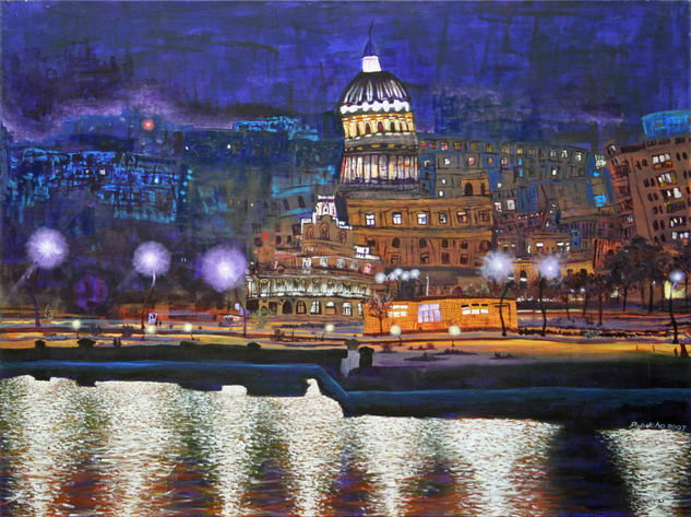 Ciudad de noche Acrylic Canvas Landscaping