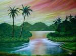 EL ATARDECER DE TORTUGUERO Oil Canvas Landscaping