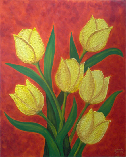 Tulipanes amarillos Oil Canvas Floral Painting