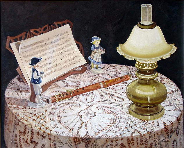 O descanso do músico Oil Panel Still Life Paintings