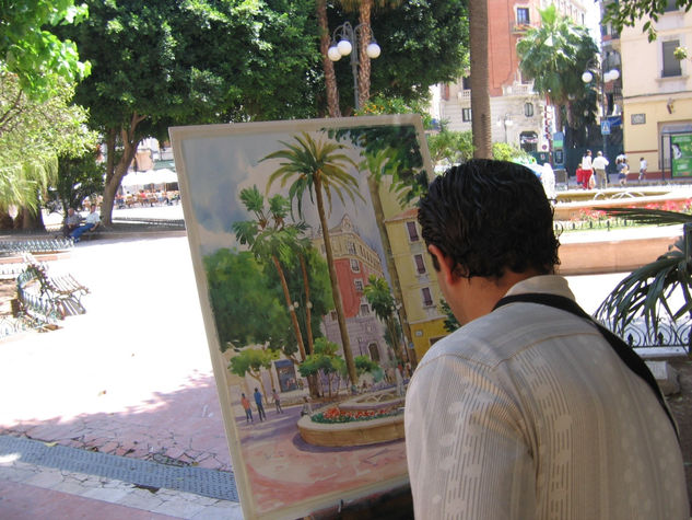 Pintura al aire libre ( alzira valencia ) Acuarela Papel Paisaje