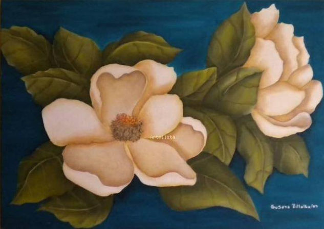 Flores III Oil Canvas Floral Painting