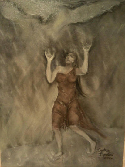 No tengo Paraguas Oil Canvas Figure Painting