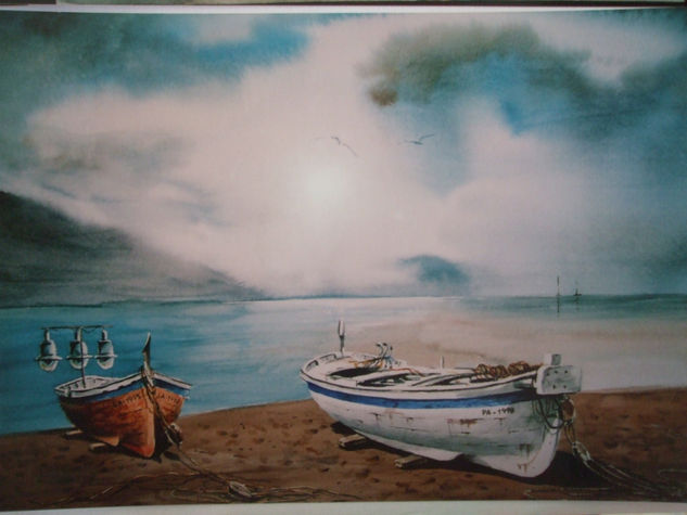 BARCAS DE PESCA Watercolour Paper Marine Painting