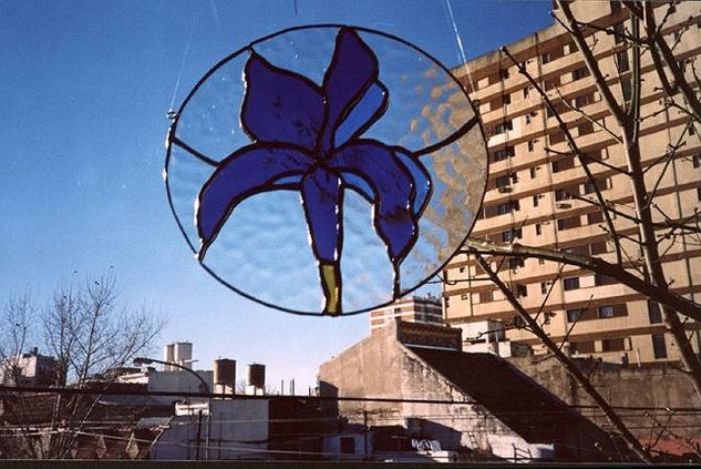 suncatcher en vitraux orquidea azul Decoration Glass