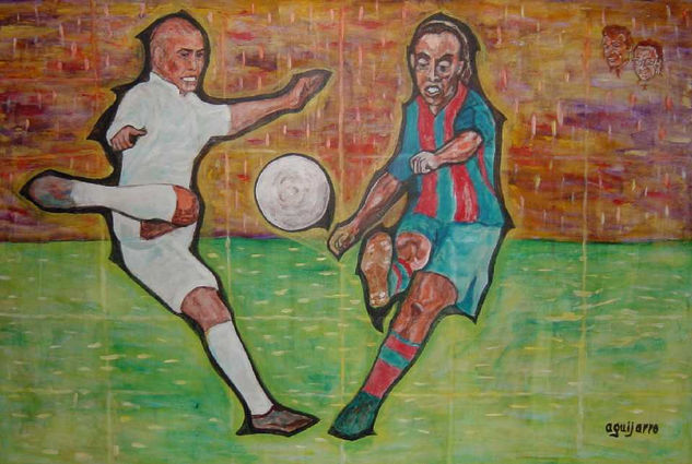 Ronaldo versus Ronaldinho - Real Madrid versus CF Barcelona Acrílico Tabla Retrato