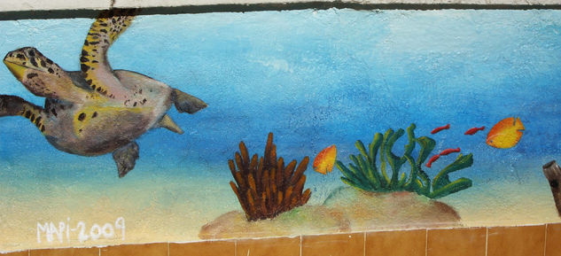 Mural Fondo marino Mixed media Others Marine Painting