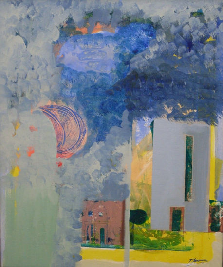 EDIFICIO Y LUNA Acrylic Canvas Landscaping