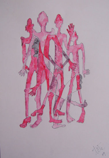 Hombres de rojo Mixed Media