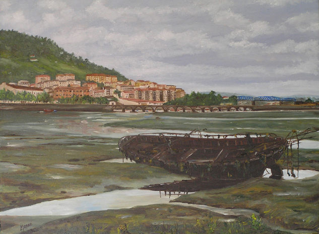 Barca hundida Oil Canvas Landscaping