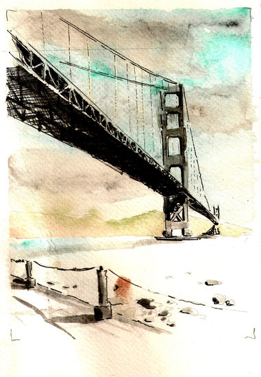 golden gate Watercolour Paper Landscaping