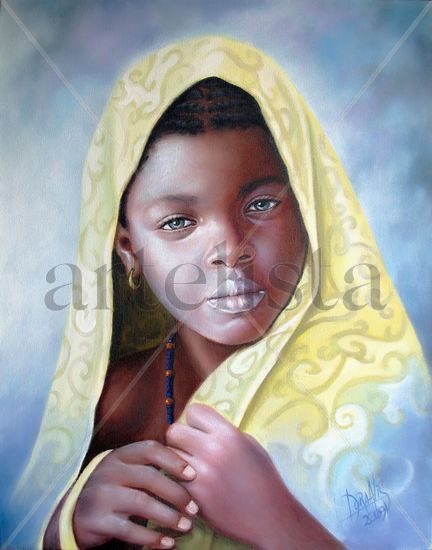 Niña de raza negra 7 Acrylic Canvas Portrait