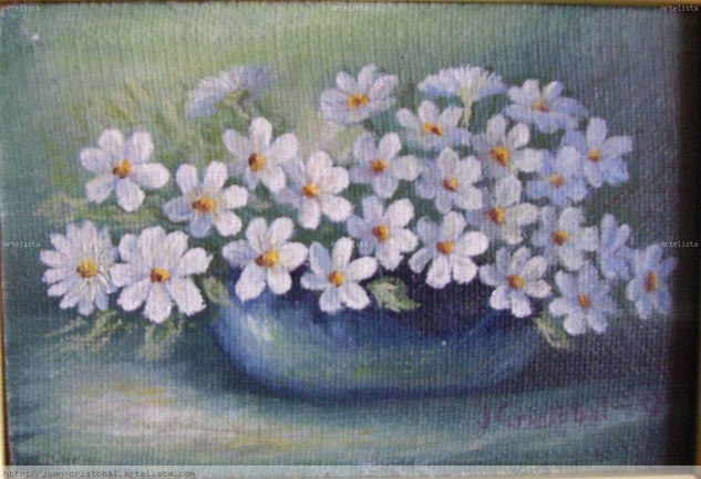 Flores I Oil Panel Floral Painting