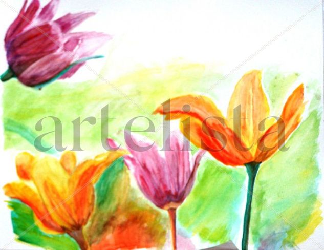 Tulipanes Watercolour Paper Floral Painting