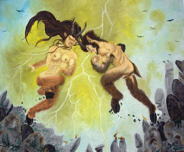 LUCHA ENTRE PASTORES Oil Canvas Nude Paintings