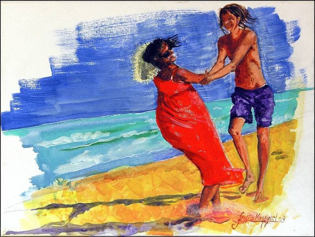 Alegria en la playa Acrylic Canvas Others