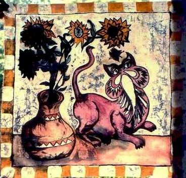 GATO CON GIRASOLES