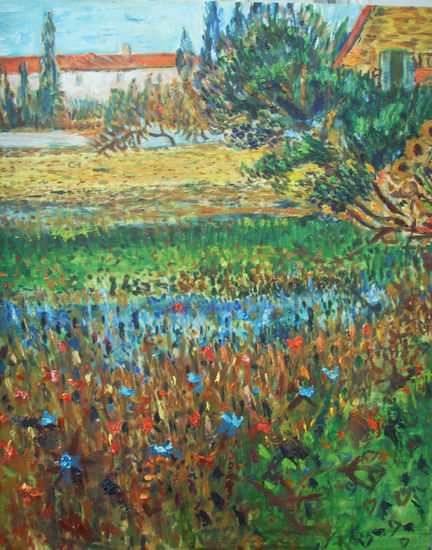 Paisaje  Copia de obra de Van gogh Óleo Lienzo Paisaje