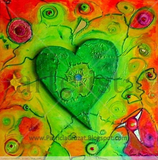 CORAZON VERDE Mixed media Textile Figure Painting