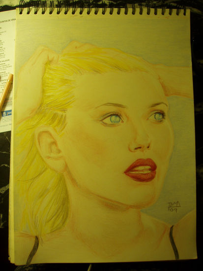 Scarlet Johansson Pencil (coloured) Paper Portrait