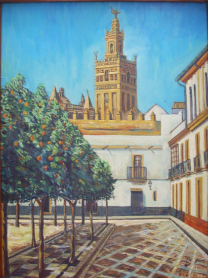 Giralda vista de Sevilla Óleo Tabla Paisaje