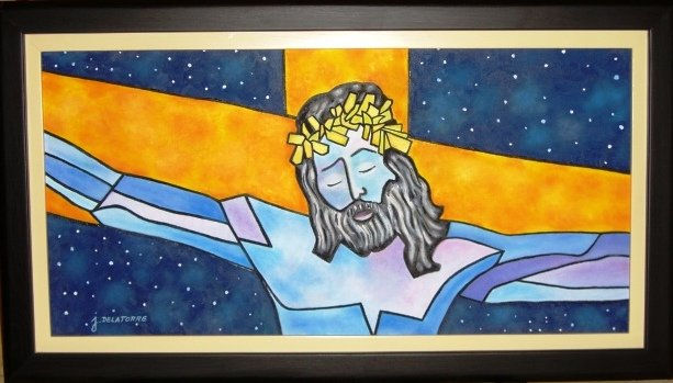 CRISTO EN AZUL Oil Canvas Figure Painting