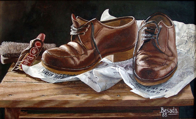 Os meus zapatos Oil Panel Still Life Paintings