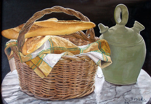 Cesto e botixo Oil Panel Still Life Paintings