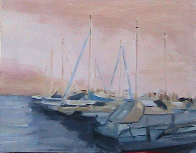 419-MARINA Oil Canvas Marine Painting