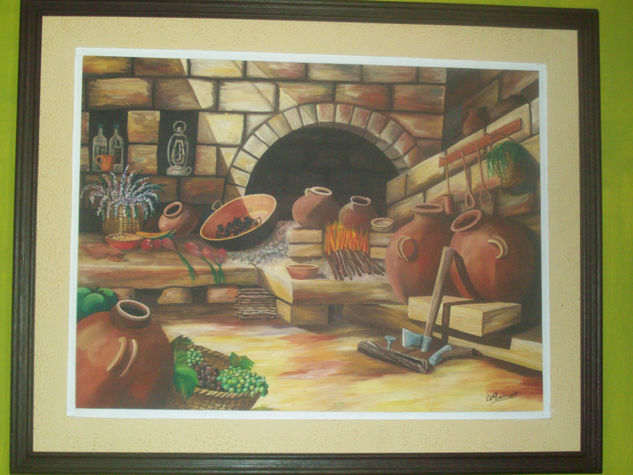 "el fogon" colecc:"colores de mi region de walter ramos" Oil Canvas Still Life Paintings