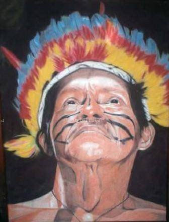 indigena bora Mixed media Canvas Portrait