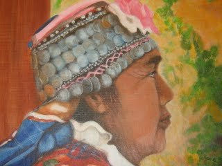 " Fresia " mujer mapuche - Chile Óleo Lienzo Retrato