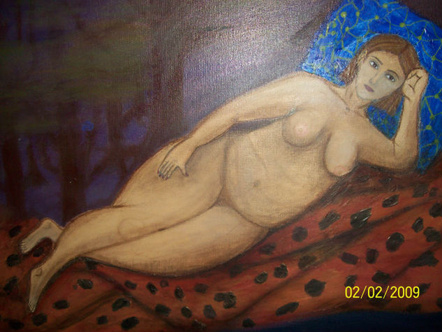 MARÌA  PESANDO TRISTEMENTE EN SU PADRE Acrylic Canvas Figure Painting