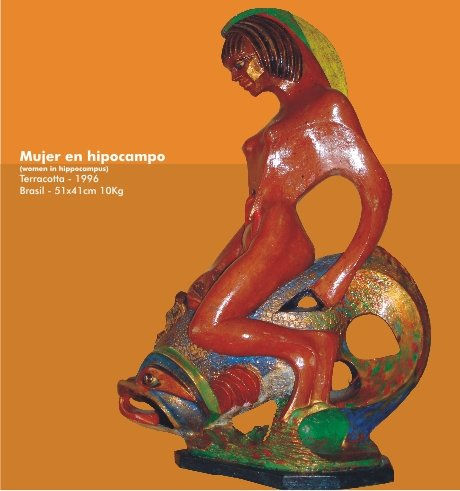 Mulher no Hipocampo - 1996 Terracotta Figurative