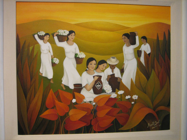 Mujeres de blanco Óleo Lienzo Paisaje