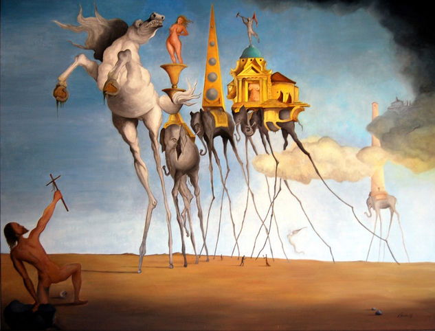 Versión "La Tentación de San Antonio" Salvador Dalí Acrílico Tela Otros