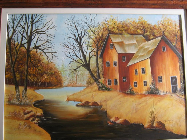 casa sobre el rio (paisaje) Oil Canvas Landscaping