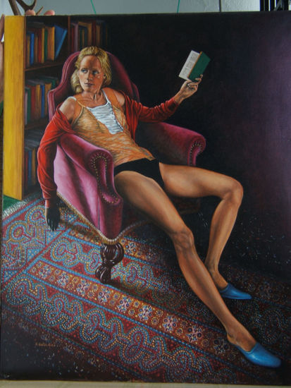 Joven leyendo Oil Canvas Figure Painting