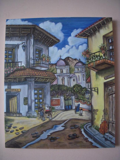 Mi pueblito Oil Canvas Landscaping