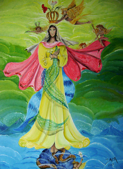 La coronaciòn de la Virgen Acrylic Canvas Figure Painting