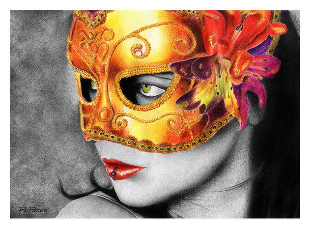 "Mysterious masquerade" Mixed Media